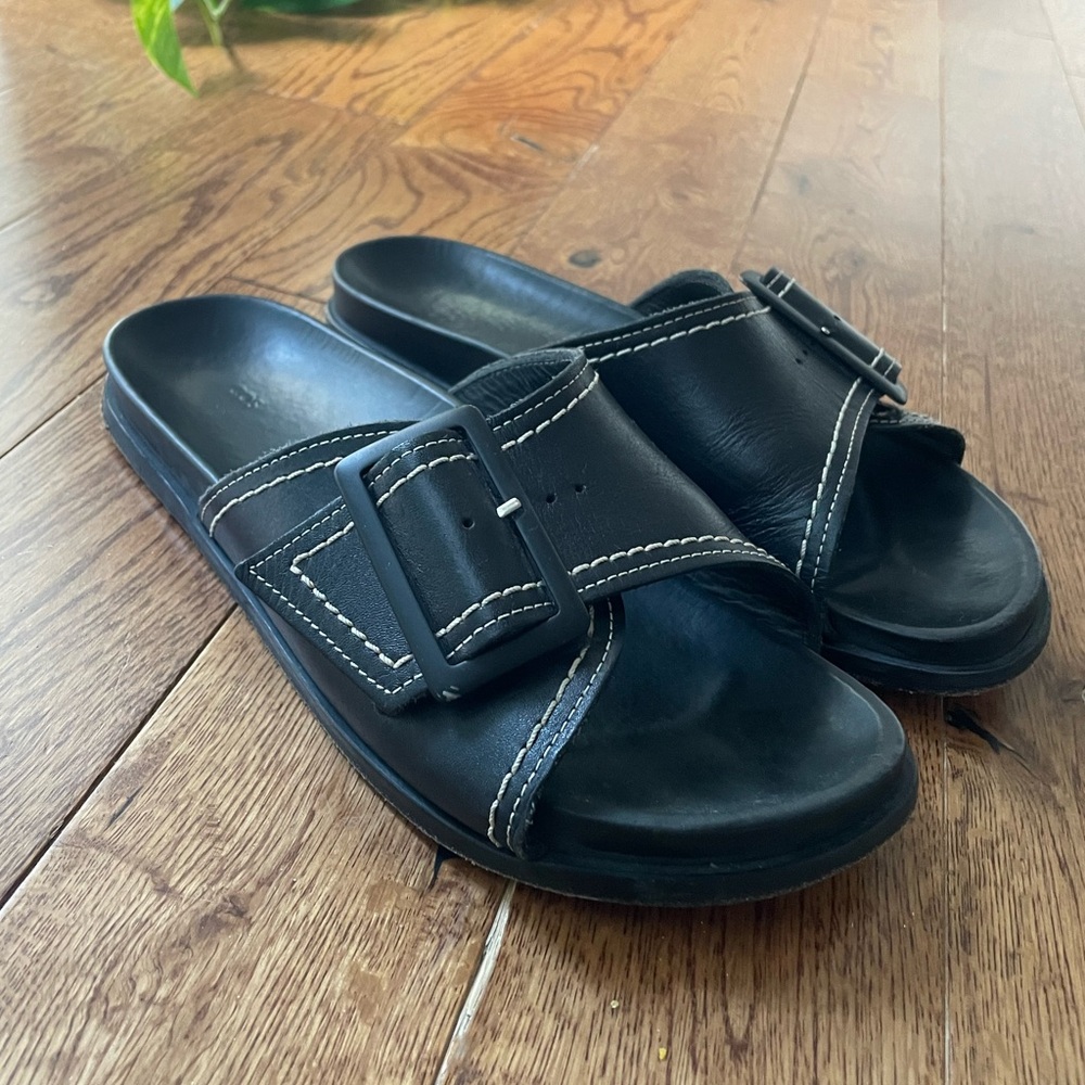 COS Black Slide Sandals with Buckle